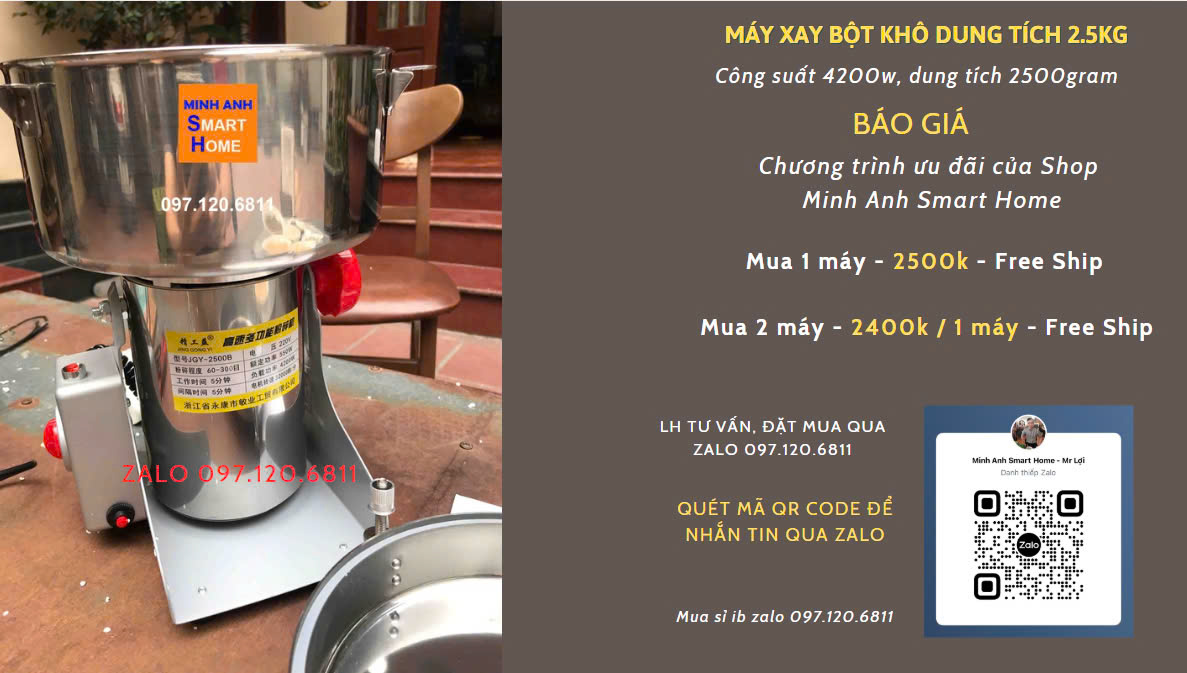 Máy Xay Bột Khô Gia Đình - Xay Ngũ Cốc, Hạt Khô Tại Nhà